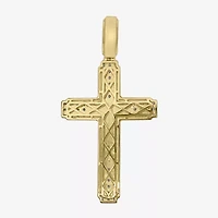 Cross (F / Si2) Mens 1 1/2 CT. T.W. Lab Grown White Diamond 14K Gold Over Silver Cross Pendant