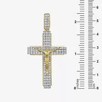 Cross (F / Si2) Mens 1 1/2 CT. T.W. Lab Grown White Diamond 14K Gold Over Silver Cross Pendant