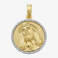 Jesus (F / Si2) Mens 1/2 CT. T.W. Lab Grown White Diamond 14K Gold Over Silver Round Pendant