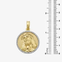 Jesus (F / Si2) Mens 1/2 CT. T.W. Lab Grown White Diamond 14K Gold Over Silver Round Pendant