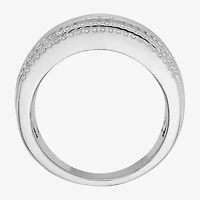 (F / Si2) Mens 13.5MM 1 1/2 CT. T.W. Lab Grown White Diamond Sterling Silver Band
