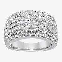 (F / Si2) Mens 13.5MM 1 1/2 CT. T.W. Lab Grown White Diamond Sterling Silver Band