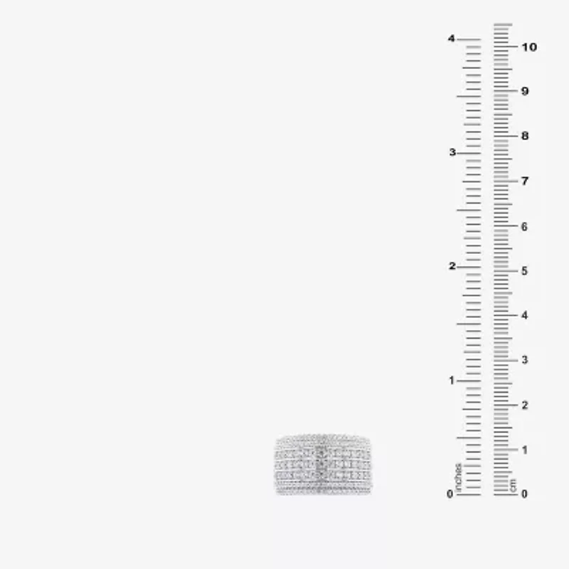 (F / Si2) Mens 13.5MM 1 1/2 CT. T.W. Lab Grown White Diamond Sterling Silver Band