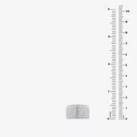 (F / Si2) Mens 13.5MM 1 1/2 CT. T.W. Lab Grown White Diamond Sterling Silver Band