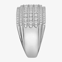 (F / Si2) Mens 13.5MM 1 1/2 CT. T.W. Lab Grown White Diamond Sterling Silver Band