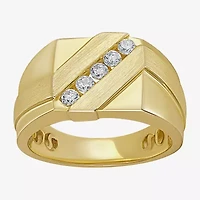 (F / Si2) Mens 11M 1/3 CT. T.W. Lab Grown White Diamond 14K Gold Over Silver Band