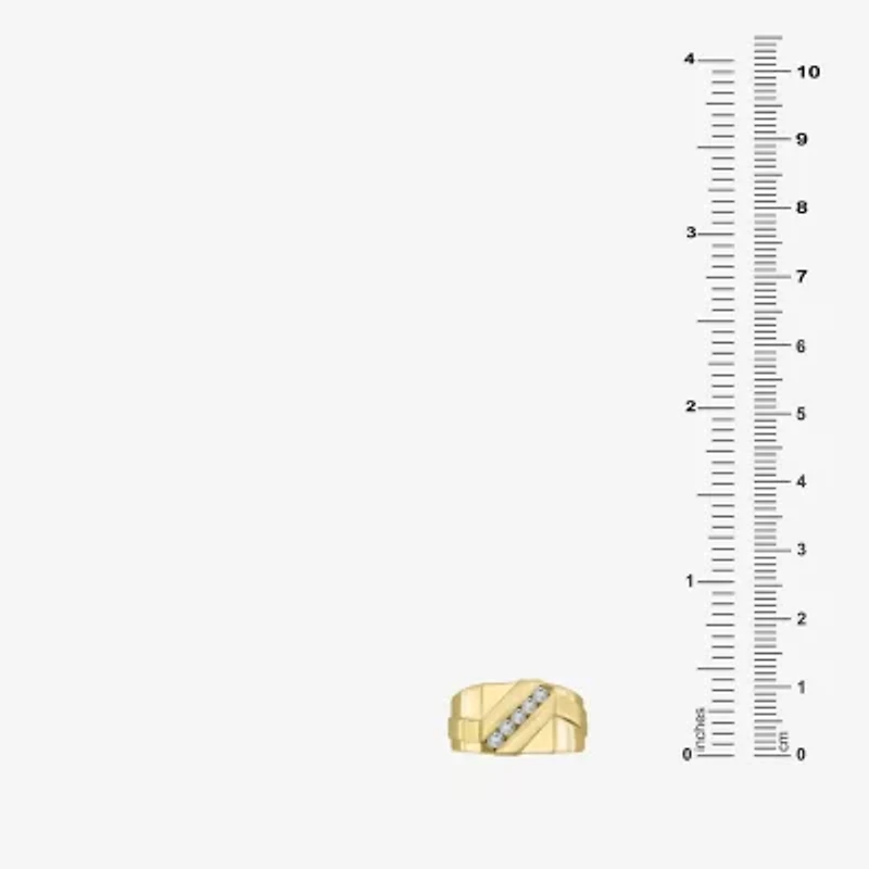 (F / Si2) Mens 11M 1/3 CT. T.W. Lab Grown White Diamond 14K Gold Over Silver Band