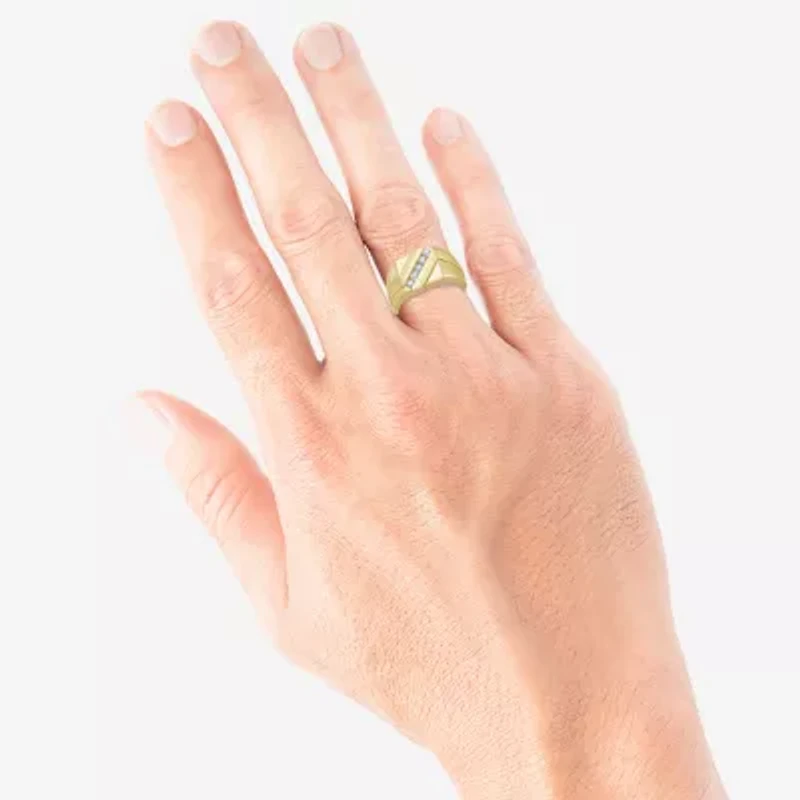 (F / Si2) Mens 11M 1/3 CT. T.W. Lab Grown White Diamond 14K Gold Over Silver Band