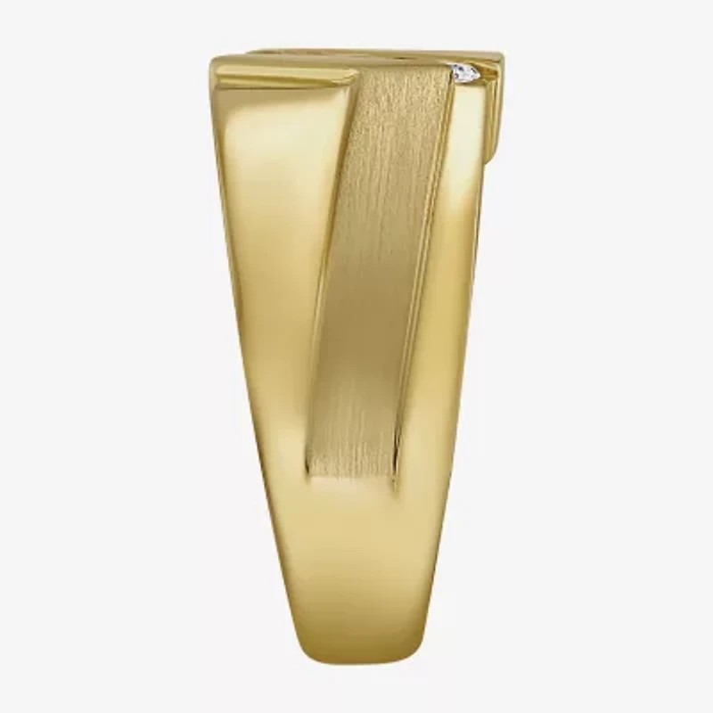 (F / Si2) Mens 11M 1/3 CT. T.W. Lab Grown White Diamond 14K Gold Over Silver Band