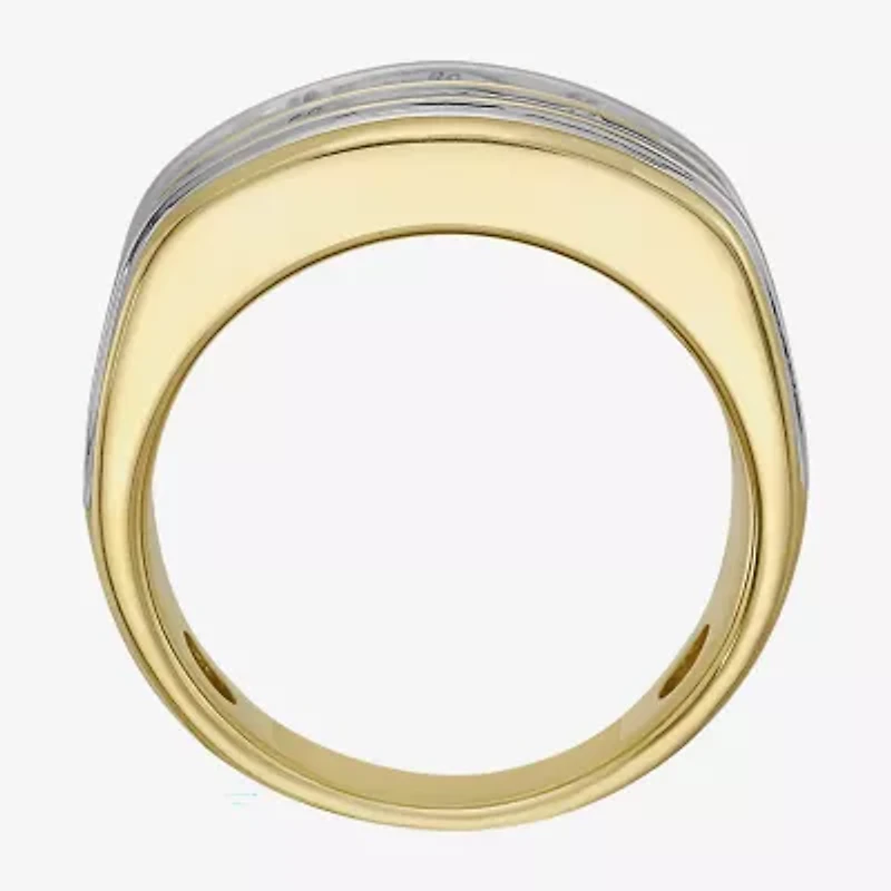 (F / Si2) Mens 14MM 2 CT. T.W. Lab Grown White Diamond 14K Gold Over Silver Band