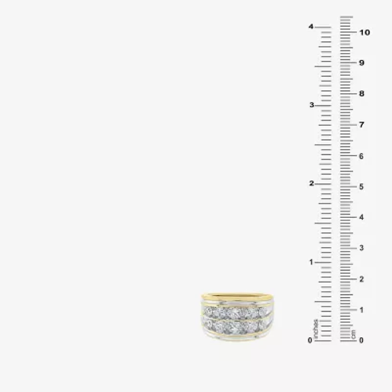 (F / Si2) Mens 14MM 2 CT. T.W. Lab Grown White Diamond 14K Gold Over Silver Band