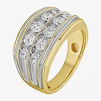 (F / Si2) Mens 14MM 2 CT. T.W. Lab Grown White Diamond 14K Gold Over Silver Band