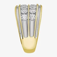 (F / Si2) Mens 14MM 2 CT. T.W. Lab Grown White Diamond 14K Gold Over Silver Band