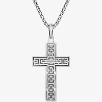 Bulova Mens Stainless Steel Cross 24 Inch Pendant Necklace