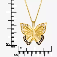 Levian Corp Butterfly Womens 1/4 CT. T.W. Natural Champagne Diamond 14K Gold Butterfly Pendant Necklace
