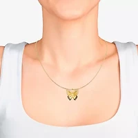 Levian Corp Butterfly Womens 1/4 CT. T.W. Natural Champagne Diamond 14K Gold Butterfly Pendant Necklace