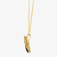 Levian Corp Butterfly Womens 1/4 CT. T.W. Natural Champagne Diamond 14K Gold Butterfly Pendant Necklace