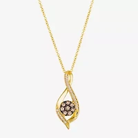 Levian Corp Le Vian (Champagne, I1-I2) Womens 1/3 CT. T.W. Natural Champagne Diamond 14K Gold Pendant Necklace