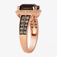 Le Vian Grand Sample Sale Le Vian Grand Sample Sale Limited Quantities! Womens 1/2 CT. T.W. Genuine Brown Quartz 14K Rose Gold Cushion Halo Side Stone Cocktail Ring