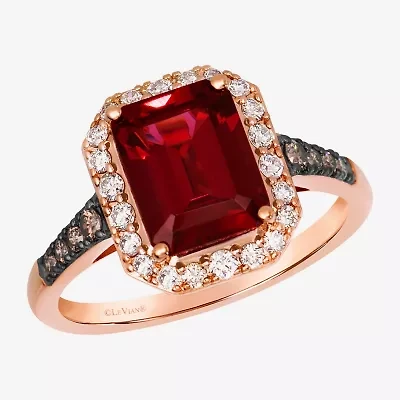 Le Vian Grand Sample Sale Le Vian Grand Sample Sale Limited Quantities! Womens 1/3 CT. T.W. Genuine Red Rhodolite 14K Rose Gold Halo Side Stone Cocktail Ring