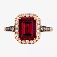 Le Vian Grand Sample Sale Le Vian Grand Sample Sale Limited Quantities! Womens 1/3 CT. T.W. Genuine Red Rhodolite 14K Rose Gold Halo Side Stone Cocktail Ring