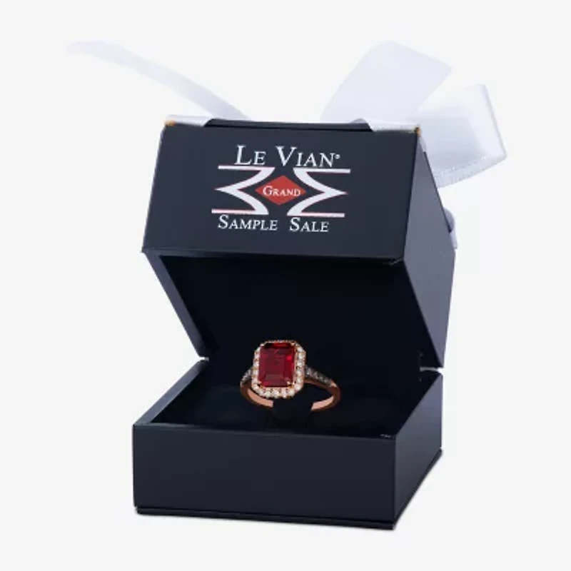 Le Vian Grand Sample Sale Le Vian Grand Sample Sale Limited Quantities! Womens 1/3 CT. T.W. Genuine Red Rhodolite 14K Rose Gold Halo Side Stone Cocktail Ring