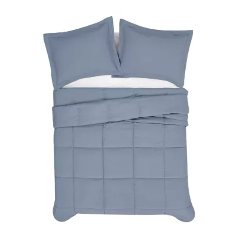 Truly Soft Solid Garment Washed Easy Care Comforter Set
