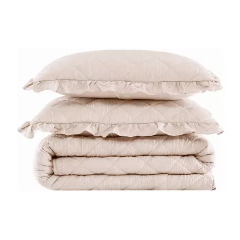 Truly Soft Crinkle Ruffle Easy Care Quilt Set