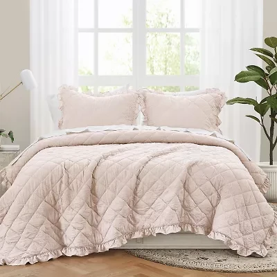 Truly Soft Crinkle Ruffle Easy Care Quilt Set