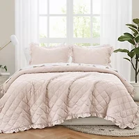 Truly Soft Crinkle Ruffle Easy Care Quilt Set