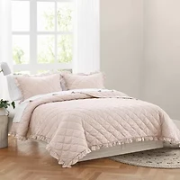 Truly Soft Crinkle Ruffle Easy Care Quilt Set