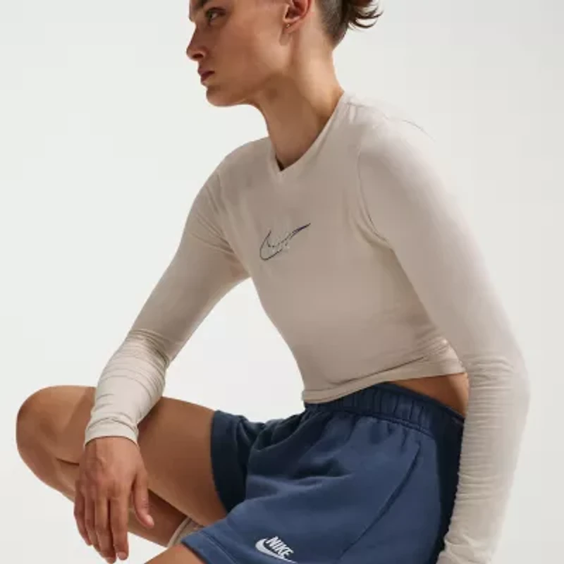 Nike Womens Mid Rise Drawstring Waist Active Pull-On Short