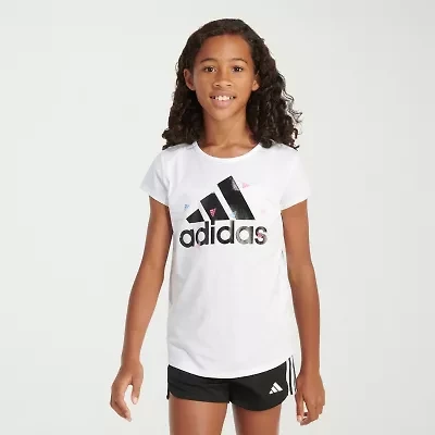 adidas Big Kid Girls Crew Neck Short Sleeve Regular Fit Graphic T-Shirt