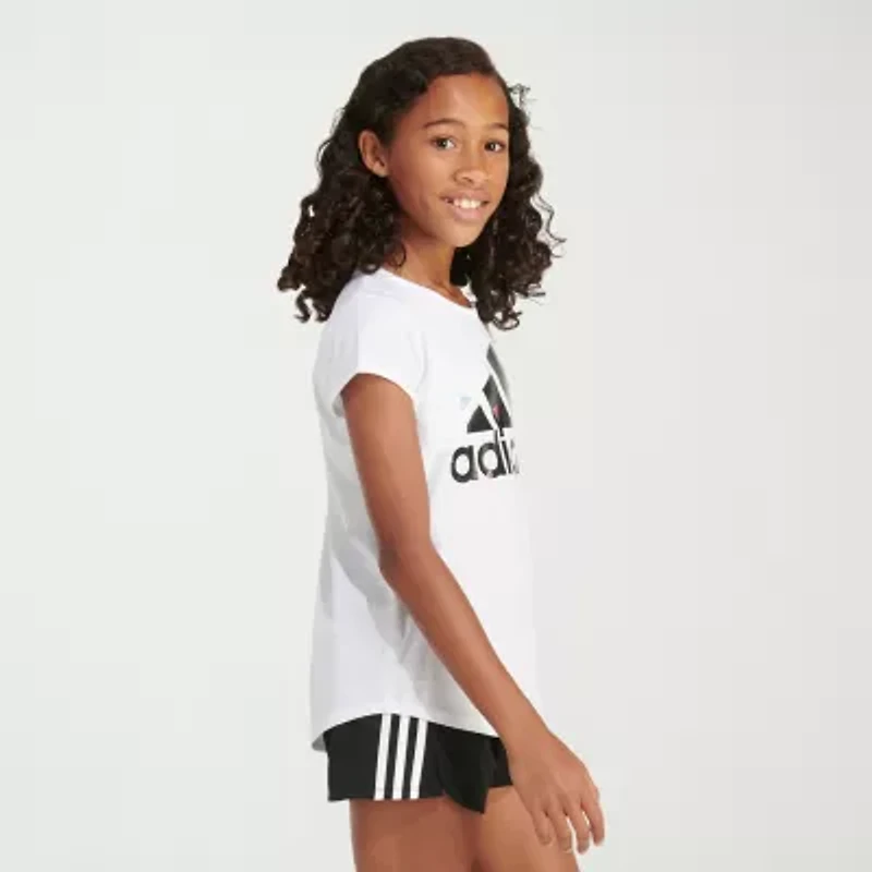 adidas Big Kid Girls Crew Neck Short Sleeve Regular Fit Graphic T-Shirt