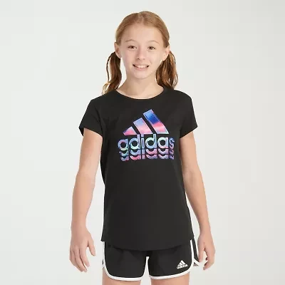 adidas Big Kid Girls Crew Neck Short Sleeve Regular Fit Graphic T-Shirt