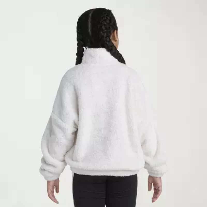 adidas Sherpa Big Kid Girls Mock Neck Long Sleeve Active Quarter-Zip Pullover
