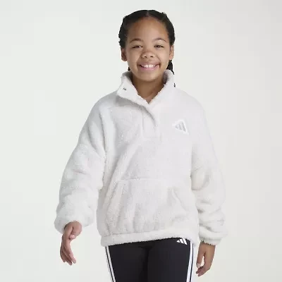 adidas Sherpa Big Kid Girls Mock Neck Long Sleeve Active Quarter-Zip Pullover