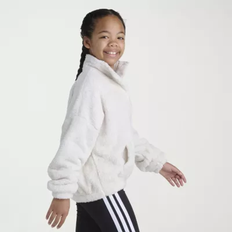 adidas Sherpa Big Kid Girls Mock Neck Long Sleeve Active Quarter-Zip Pullover