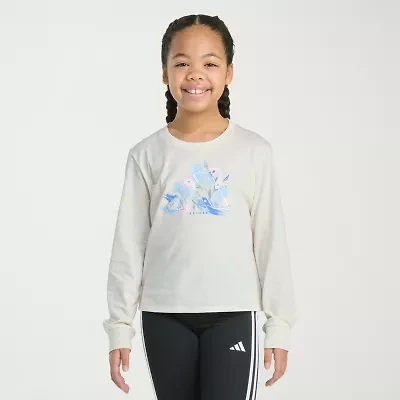 adidas Big Kid Girls Crew Neck Long Sleeve Graphic T-Shirt