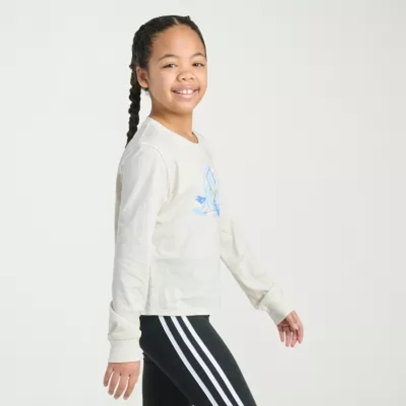 adidas Big Kid Girls Crew Neck Long Sleeve Regular Fit Graphic T-Shirt