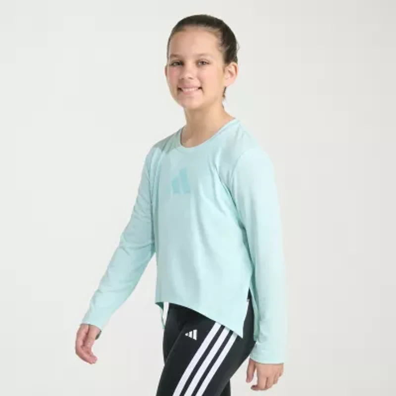 adidas Big Kid Girls Crew Neck Long Sleeve Regular Fit Graphic T-Shirt