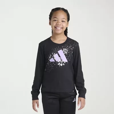 adidas Big Kid Girls Crew Neck Long Sleeve Regular Fit Graphic T-Shirt