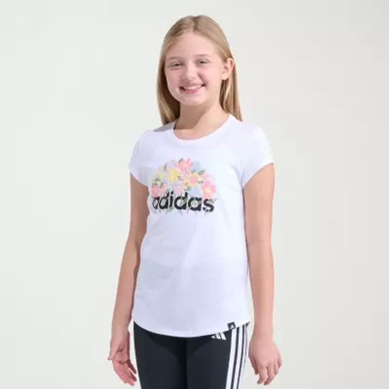 adidas Big Kid Girls Crew Neck Short Sleeve Regular Fit Graphic T-Shirt
