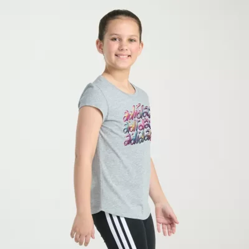 adidas Big Kid Girls Crew Neck Short Sleeve Regular Fit Graphic T-Shirt