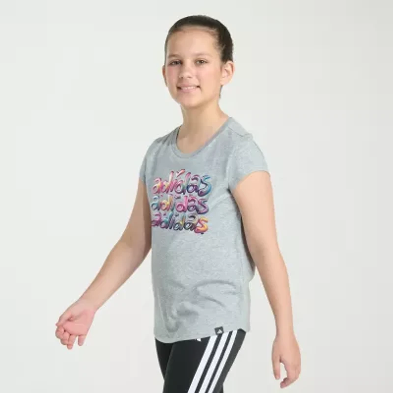 adidas Big Kid Girls Crew Neck Short Sleeve Regular Fit Graphic T-Shirt