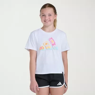 adidas Big Kid Girls Crew Neck Short Sleeve Regular Fit Graphic T-Shirt