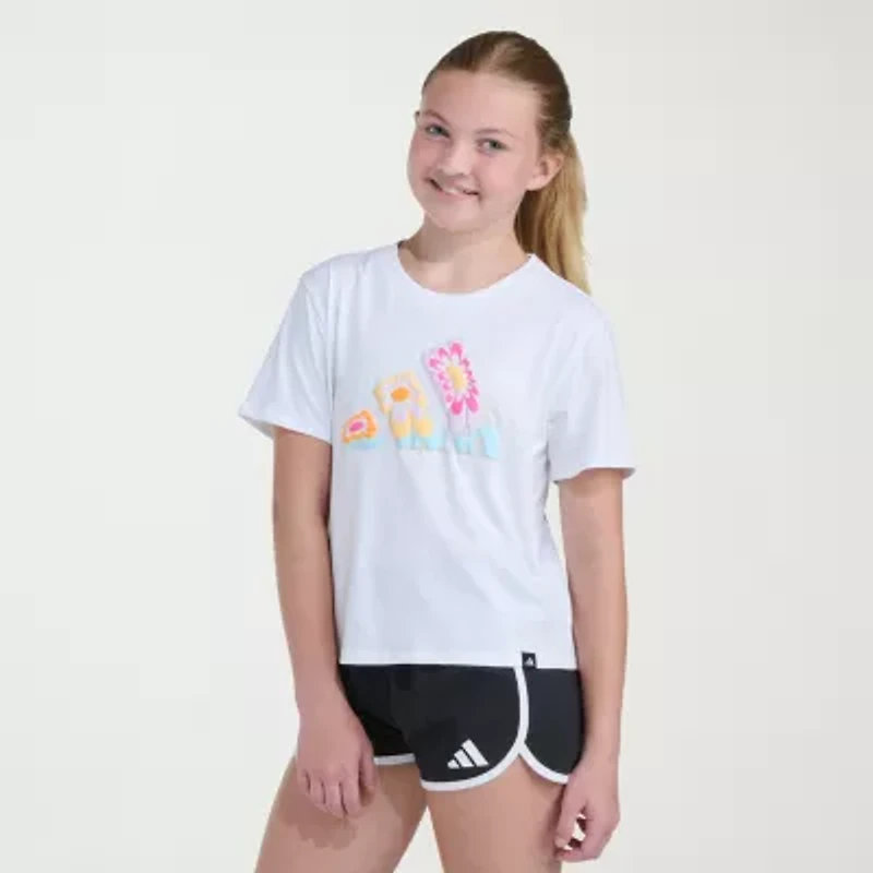 adidas Big Kid Girls Crew Neck Short Sleeve Regular Fit Graphic T-Shirt