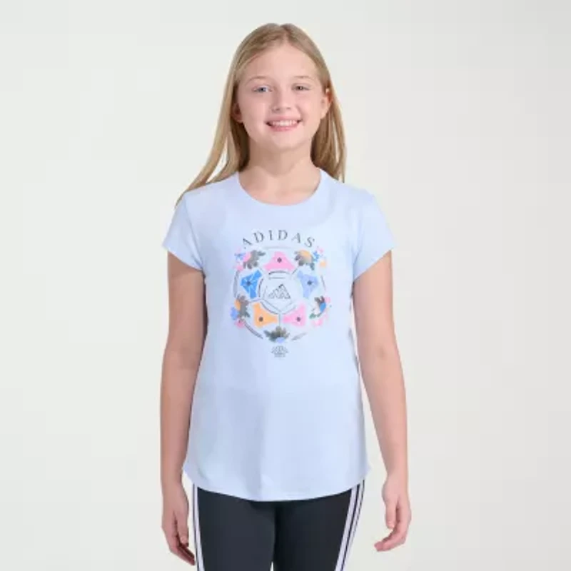 adidas Big Kid Girls Crew Neck Short Sleeve Slim Fit Graphic T-Shirt