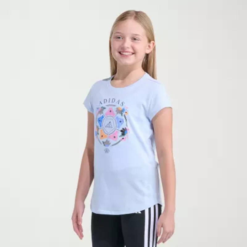 adidas Big Kid Girls Crew Neck Short Sleeve Slim Fit Graphic T-Shirt