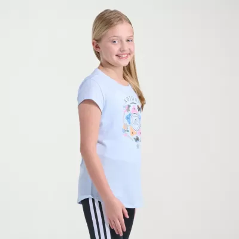 adidas Big Kid Girls Crew Neck Short Sleeve Slim Fit Graphic T-Shirt